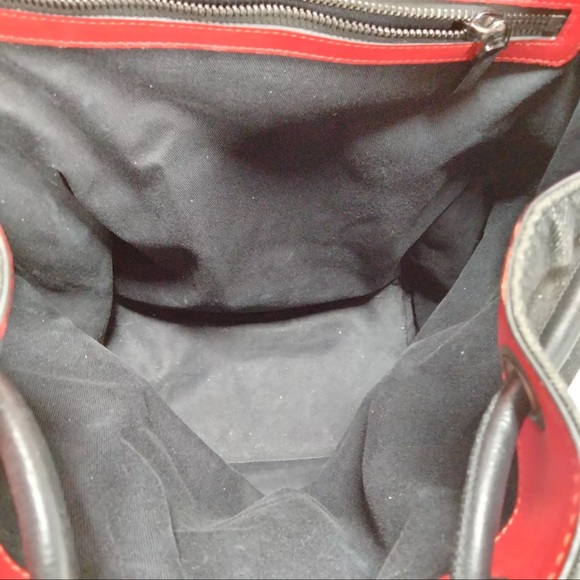 Christian Louboutin Studded Black denim and Red Backpack - Picture 8 of 11